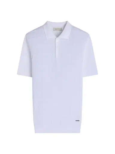 Bugatchi Men's Checked Cotton-Blend Polo Sweater - White - Size XXL | Thumbnail 1