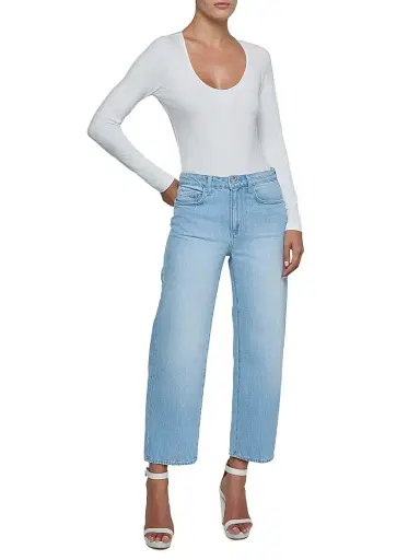 L'Agence Women's Cassandra Ruched Bodysuit - White - Size XS | Thumbnail 2 L'Agence Women's Cassandra Ruched Bodysuit - White - Size XS | Thumbnail 2