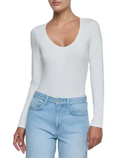 L'Agence Women's Cassandra Ruched Bodysuit - White - Size XS | Thumbnail 3 L'Agence Women's Cassandra Ruched Bodysuit - White - Size XS | Thumbnail 3