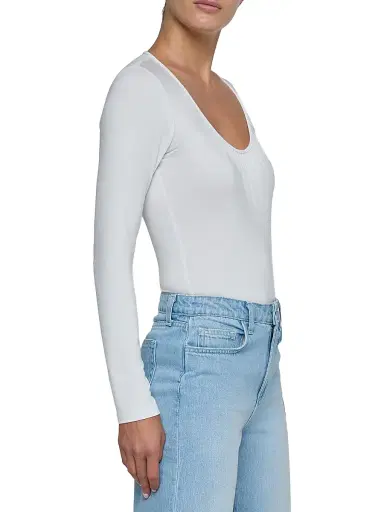 L'Agence Women's Cassandra Ruched Bodysuit - White - Size XS | Thumbnail 4 L'Agence Women's Cassandra Ruched Bodysuit - White - Size XS | Thumbnail 4