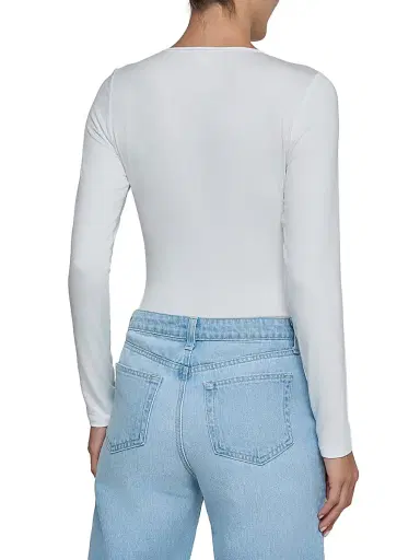 L'Agence Women's Cassandra Ruched Bodysuit - White - Size XS | Thumbnail 5 L'Agence Women's Cassandra Ruched Bodysuit - White - Size XS | Thumbnail 5