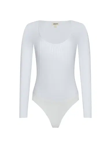 L'Agence Women's Cassandra Ruched Bodysuit - White - Size XS | Thumbnail 1 L'Agence Women's Cassandra Ruched Bodysuit - White - Size XS | Thumbnail 1