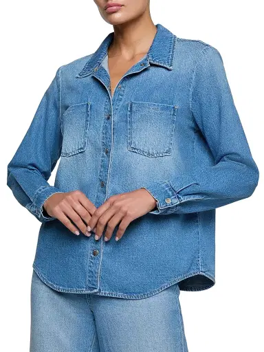 L'Agence Women's Isla Cotton Denim Button-Front Shirt - Anaheim - Size Large | Thumbnail 3 L'Agence Women's Isla Cotton Denim Button-Front Shirt - Anaheim - Size Large | Thumbnail 3