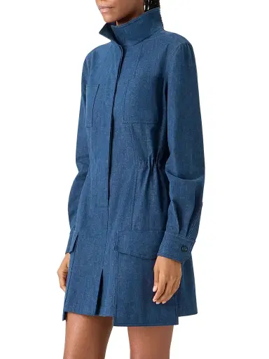 Akris Women's Stand Collar Coated Denim Minidress | Thumbnail 3 Akris Women's Stand Collar Coated Denim Minidress | Thumbnail 3