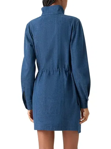Akris Women's Stand Collar Coated Denim Minidress | Thumbnail 4 Akris Women's Stand Collar Coated Denim Minidress | Thumbnail 4
