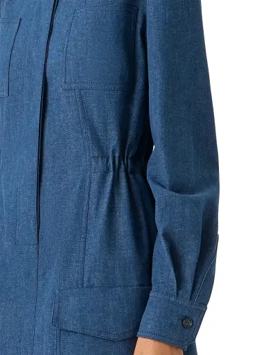 Akris Women's Stand Collar Coated Denim Minidress | Thumbnail 5 Akris Women's Stand Collar Coated Denim Minidress | Thumbnail 5