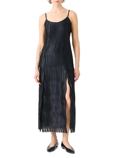 Akris Women's Techno Wave Guipure Midi-Dress - Black - Size 4 | Thumbnail 2 Akris Women's Techno Wave Guipure Midi-Dress - Black - Size 4 | Thumbnail 2