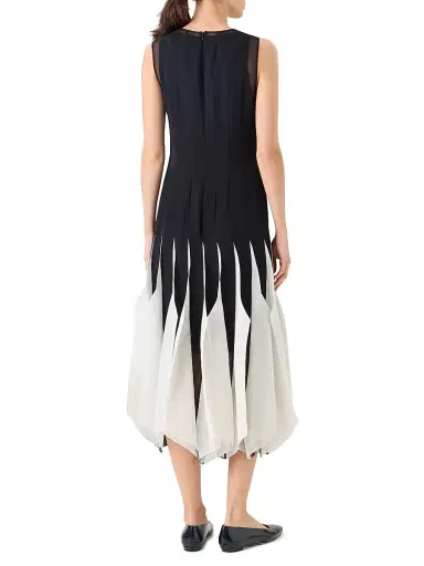Akris Women's High Plains Silk Organza Midi-Dress - Black Ecru - Size 8 | Thumbnail 4 Akris Women's High Plains Silk Organza Midi-Dress - Black Ecru - Size 8 | Thumbnail 4
