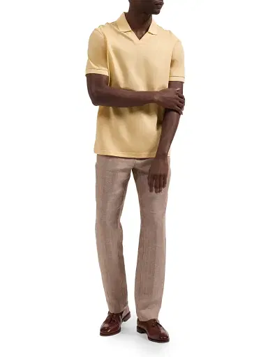 Bugatchi Men's Johnny Collar Polo Shirt - Jojoba - Size Small | Thumbnail 2 Bugatchi Men's Johnny Collar Polo Shirt - Jojoba - Size Small | Thumbnail 2