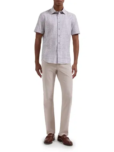Bugatchi Men's Miles Ooohcotton Short-Sleeve Shirt - Limestone - Size Medium | Thumbnail 2
