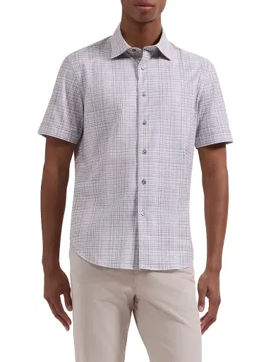 Bugatchi Men's Miles Ooohcotton Short-Sleeve Shirt - Limestone - Size Medium | Thumbnail 3