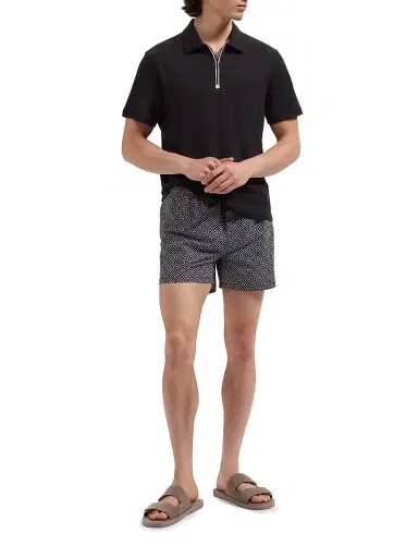Bugatchi Men's Performance Quarter-Zip Polo Shirt - Black - Size Small | Thumbnail 2