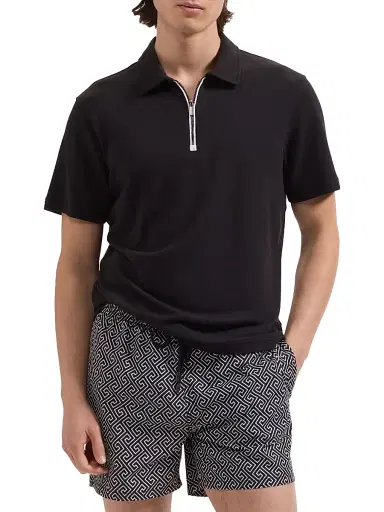Bugatchi Men's Performance Quarter-Zip Polo Shirt - Black - Size Small | Thumbnail 3