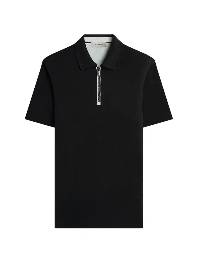 Bugatchi Men's Performance Quarter-Zip Polo Shirt - Black