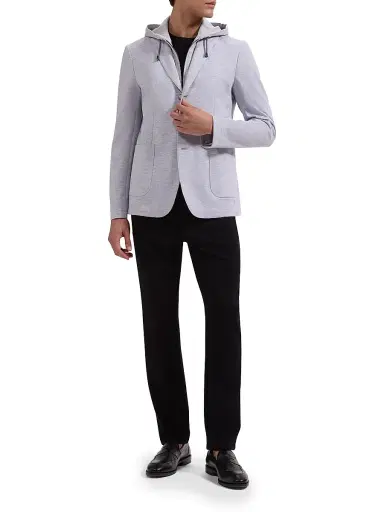 Bugatchi Men's Cotton Hooded Bib Blazer - Platinum - Size 46 | Thumbnail 2 Bugatchi Men's Cotton Hooded Bib Blazer - Platinum - Size 46 | Thumbnail 2