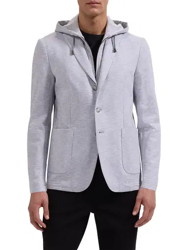 Bugatchi Men's Cotton Hooded Bib Blazer - Platinum - Size 46 | Thumbnail 3 Bugatchi Men's Cotton Hooded Bib Blazer - Platinum - Size 46 | Thumbnail 3