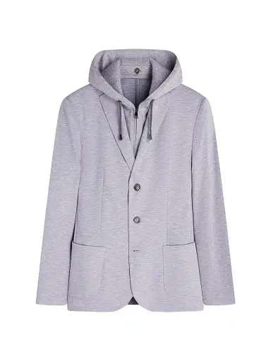 Bugatchi Men's Cotton Hooded Bib Blazer - Platinum - Size 46 | Thumbnail 1 Bugatchi Men's Cotton Hooded Bib Blazer - Platinum - Size 46 | Thumbnail 1