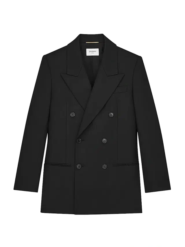 Saint Laurent Women's Double-Breasted Jacket in Wool - Noir