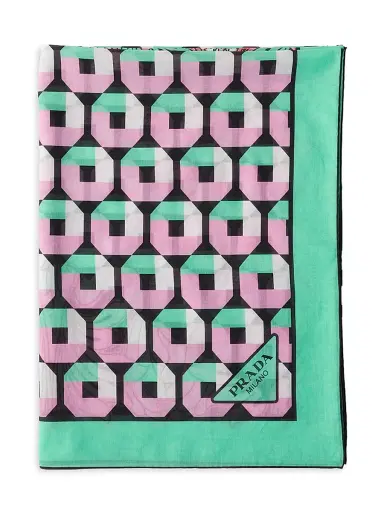 Prada Women's Printed Cotton Beach Sarong - Green | Thumbnail 1