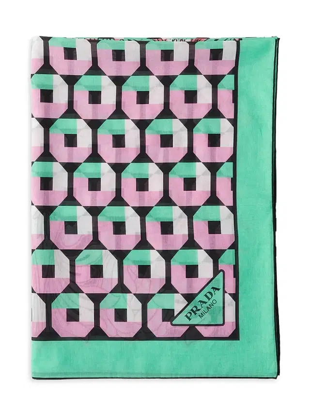 Prada Women's Printed Cotton Beach Sarong - Green