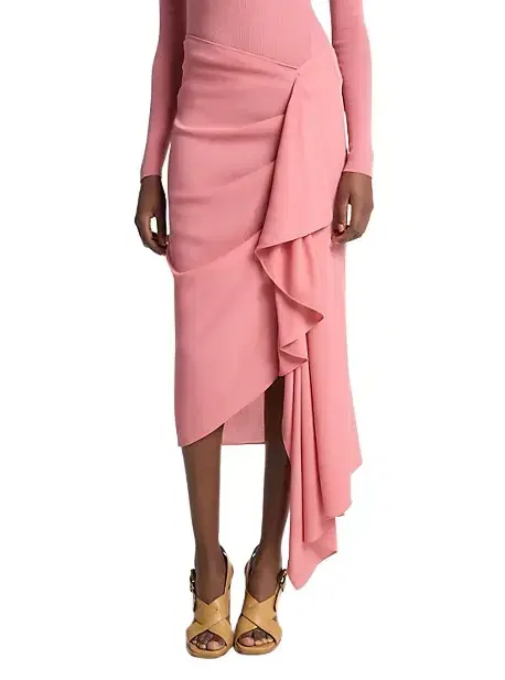 Michael Kors Collection Wool Crepe Cascade Skirt