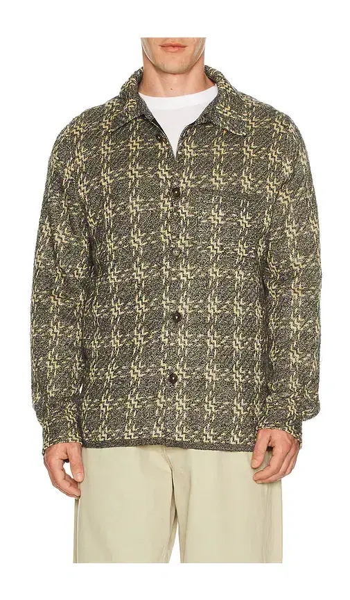 Guest In Residence Plaid Linen Blend Work Shirt