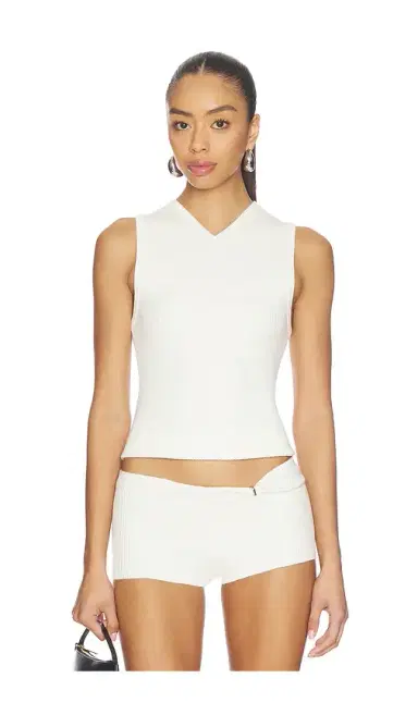 EAVES Susen Rib Knit V-neck Top | Thumbnail 1 EAVES Susen Rib Knit V-neck Top | Thumbnail 1