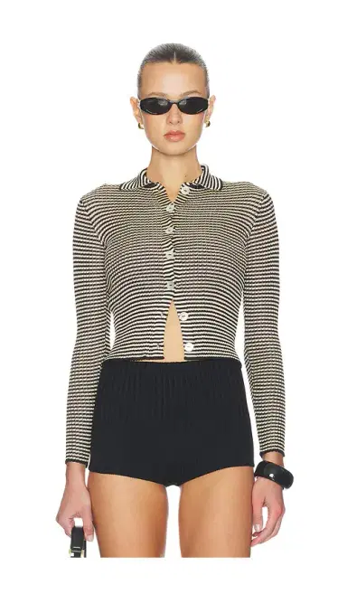 Calle Del Mar Micro Stripe Long Sleeve Cardigan | Thumbnail 1