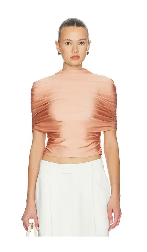 LaPointe Mock Neck Ruched Top
