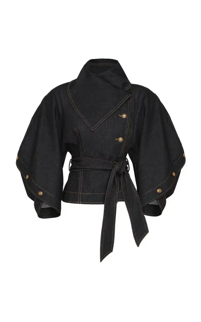 Zimmermann Valiant Dramatic Collar Denim Jacket