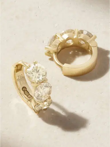 Ileana Makri Cascade Huggie 18-karat Gold Diamond Hoop Earrings | Thumbnail 3 Ileana Makri Cascade Huggie 18-karat Gold Diamond Hoop Earrings | Thumbnail 3