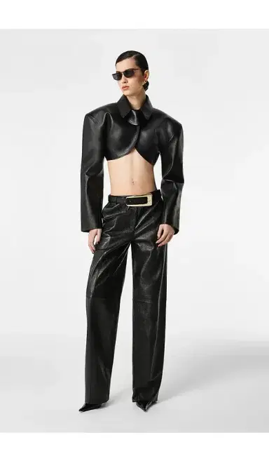 REVOLVE LOS ANGELES Agnes Cropped Leather Jacket | Thumbnail 1