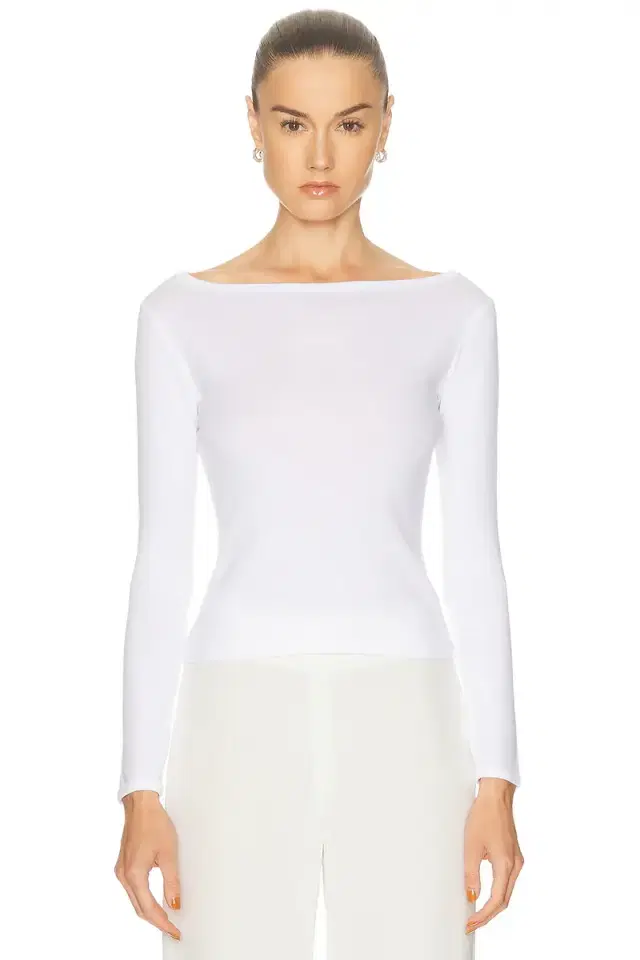 Fine Supima Cotton Long Sleeve Boatneck Top