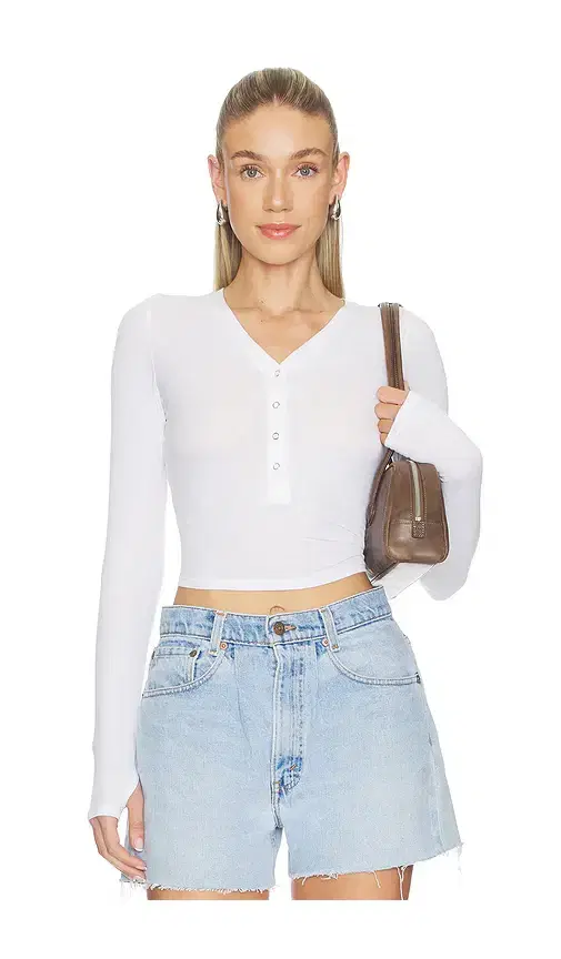 Michael Lauren Fremont Deep V Snap Henley Top