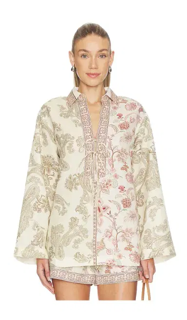 Hemant & Nandita Drop Shoulder Collared Tunic | Thumbnail 1 Hemant & Nandita Drop Shoulder Collared Tunic | Thumbnail 1