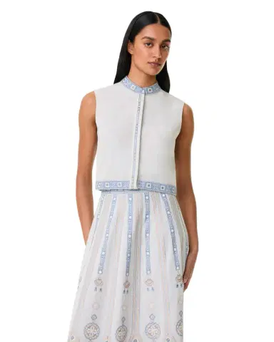 Emporio Sirenuse Andorra Top with Meridiana Embroidery | Thumbnail 1 Emporio Sirenuse Andorra Top with Meridiana Embroidery | Thumbnail 1