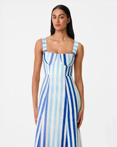 Emporio Sirenuse Azzurra Dress in Ikat Stripes | Thumbnail 3