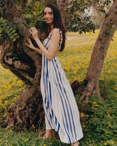 Emporio Sirenuse Azzurra Dress in Ikat Stripes | Thumbnail 7