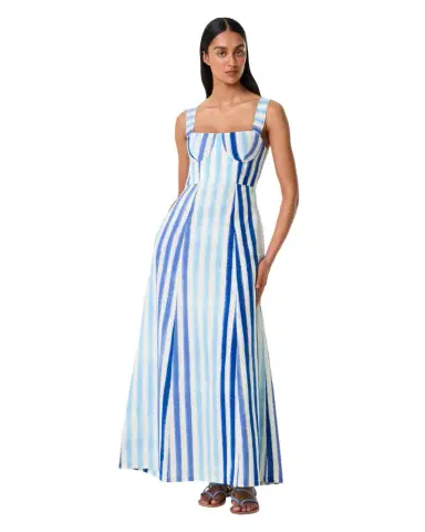 Emporio Sirenuse Azzurra Dress in Ikat Stripes | Thumbnail 1