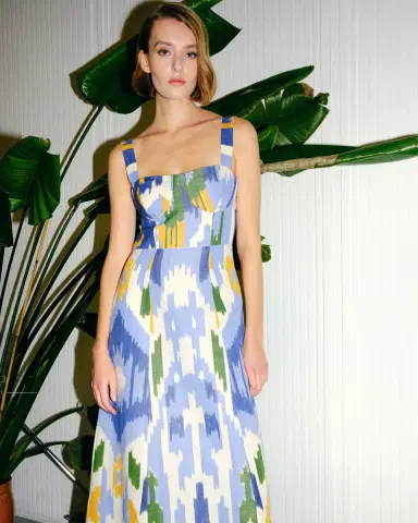 Emporio Sirenuse Azzurra Dress in Watercolor Ikat | Thumbnail 15 Emporio Sirenuse Azzurra Dress in Watercolor Ikat | Thumbnail 15