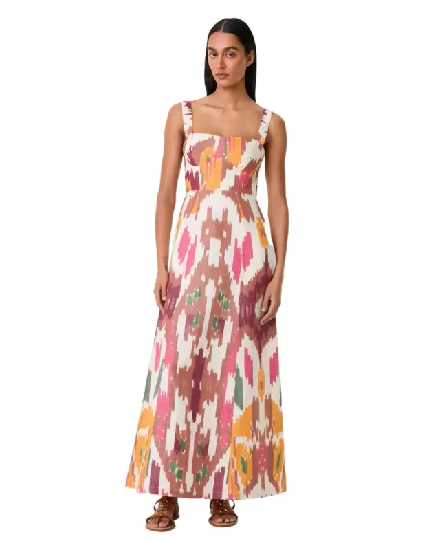 Emporio Sirenuse Azzurra Dress in Watercolor Ikat