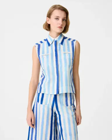 Emporio Sirenuse Ylenia Top in Ikat Stripes | Thumbnail 1 Emporio Sirenuse Ylenia Top in Ikat Stripes | Thumbnail 1