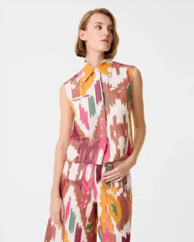 Emporio Sirenuse Ylenia Top in Watercolor Ikat | Thumbnail 1 Emporio Sirenuse Ylenia Top in Watercolor Ikat | Thumbnail 1