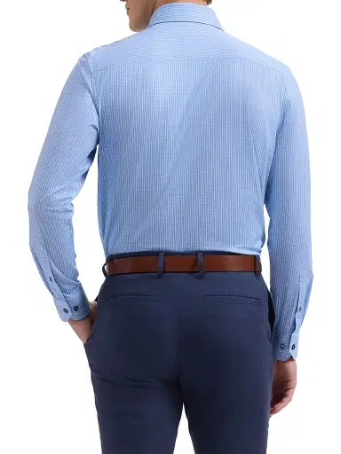 Bugatchi Men's Devon Checked OoohCotton Shirt - Air Blue - Size XXL | Thumbnail 4