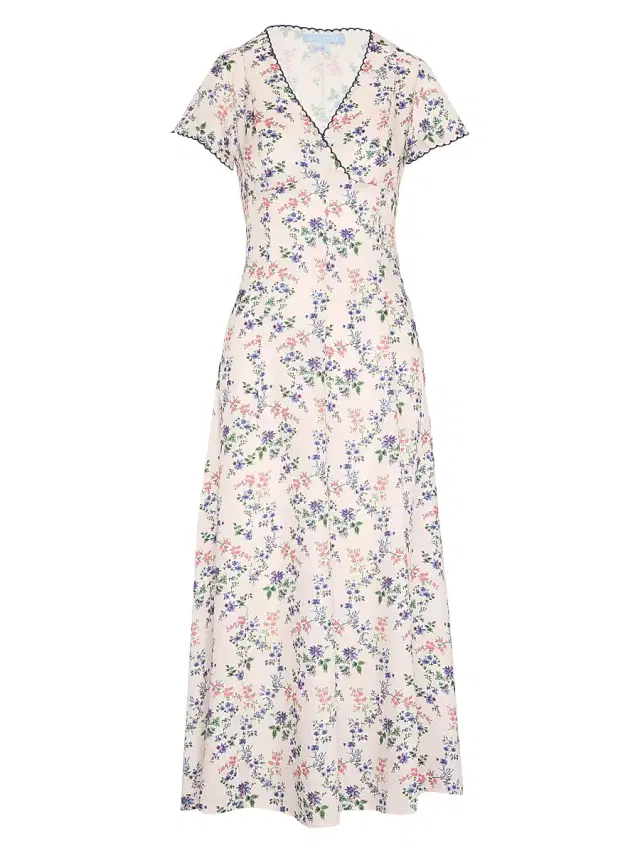 Hill House Home Women's The Brie Dress - Pink Scallop Bow Chintz