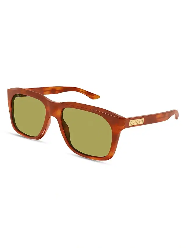 Gucci Men's  Flag 55MM Square Sunglasses - Brown Green