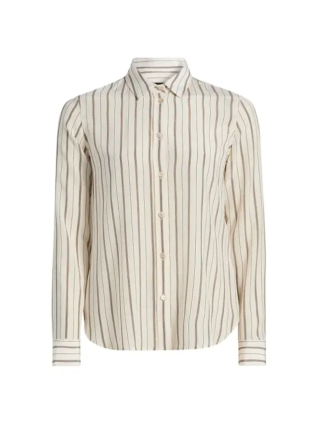 Nili Lotan Women's Gaia Striped Slim-Fit Shirt - Brandy Stripe