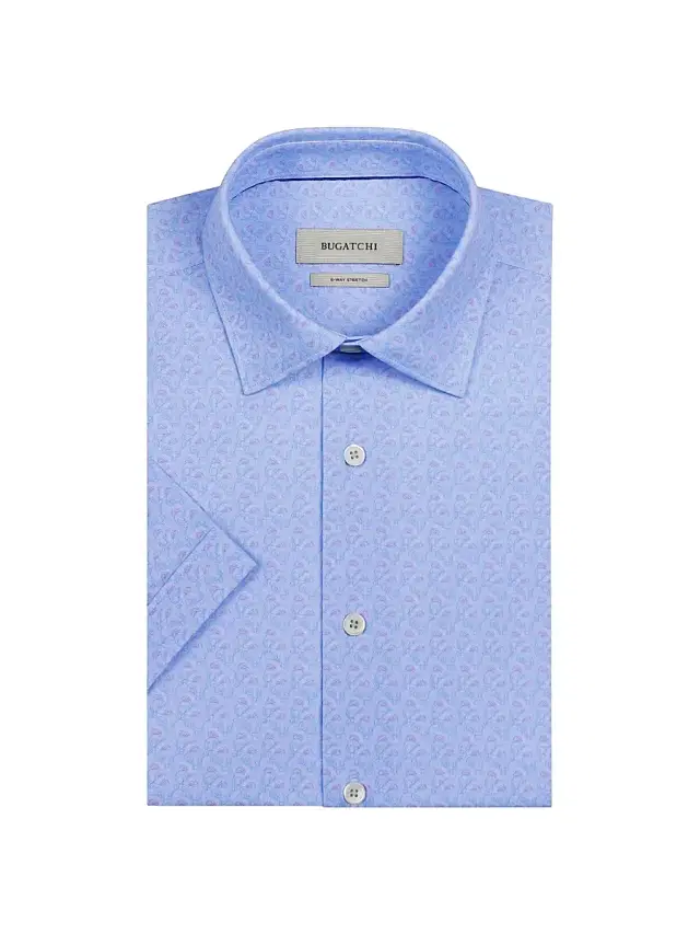 Bugatchi Men's Miles OoohCotton Short-Sleeve Shirt - Periwinkle