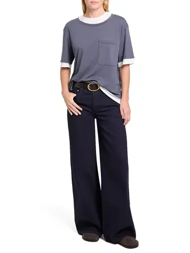 TWP Women's Double Up Cotton T-Shirt - Charcoal White - Size Medium | Thumbnail 2