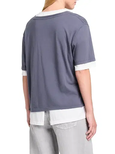 TWP Women's Double Up Cotton T-Shirt - Charcoal White - Size Medium | Thumbnail 5